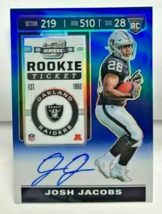 Josh Jacobs 2019 Panini Contenders Optic Blau Prizm RC Autogramm Auto #' D 36/75 - Bild 1 von 2