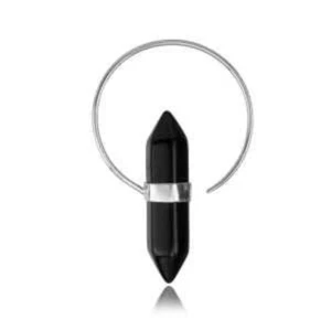 SILVER PLATED BRASS 16G EARRINGS ONYX CRYSTAL EAR TRIBAL PLUGS GAUGES HOOPS - Picture 1 of 1