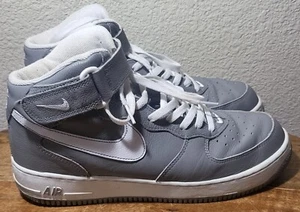 Vintage 2002 Nike Air Force 1 Mid Grey & White 304096-011 Mens Size US 12 - Picture 1 of 11