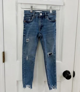 Girl’s Zara Straight Leg Distressed Jeans Size 6 - Picture 1 of 6