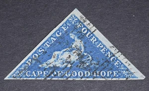 CAPE OF GOOD HOPE SG2 1853 4d azul profundo, papel profundamente azulado, usado fino - Imagen 1 de 2