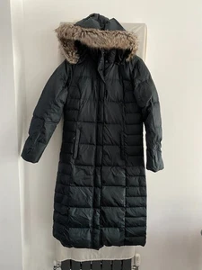 EDDIE BAUER Green Faux Fur Trim Hooded Down Puffer Coat Size M - Picture 1 of 8