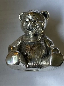 Italian Sterling Silver Figurine Teddy Bear Un'Idea Vesita D'Argento 1-3/4” Tall - Picture 1 of 9