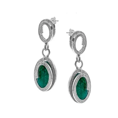 Orecchini pendenti ATHENA OASI Argento Naturale 925 Anallergico Agata Verde - Immagine 1 di 2