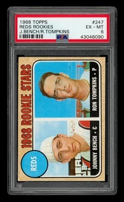 1968 Topps Set-Break No247 Reds Rookies J.Bench, R.Tompkins PSA 6 EX-MT - Изображение 1 из 3
