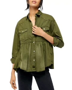 Free People We The Free Small S grün Dylan Babydoll Schößchen Top SHACKET 🔥🔥 - Bild 1 von 12