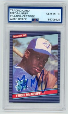 FRED McGRIFF Signed 1986 Donruss ROOKIE Baseball Card #28 + PSA Auth Auto 10 - Image 1 of 2