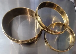 3 Piece Hollow Bangle Bracelets Unknown Metal Possibly Brass? - Picture 1 of 10