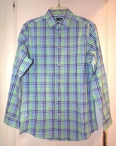CAMISA DE VESTIR CHAPS MANGA LARGA AZUL Y VERDE A CUADROS Talla Juvenil XL 18-20 NUEVA CON ETIQUETAS - Imagen 1 de 5