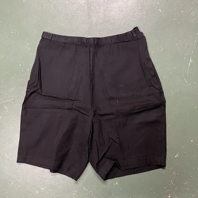Vtg 1960s 60s Pants Black Cotton Shorts High Rise Pin Up Trouser Button - Image 1 of 4