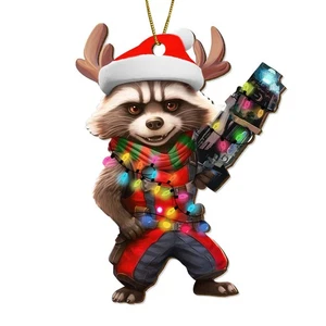 365RUSTIC Raccoon Christmas Tree Keepsake Ornaments, Star Movie Themed 2 Side... - Picture 1 of 7