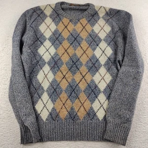 Vintage Wollpullover Rundhals Argyle Herren Medium (Etikett Large) Made in Italy - Bild 1 von 9