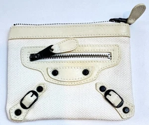 Balenciaga Canvas & Leder Creme Reißverschluss Etui Reise Geldbörse Guter Zustand - Bild 1 von 5