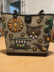 RARE Enid Collins VTG 60’s Purse Collinsiana Owl Cat Flowers Trolley Bird - Picture 1 of 24