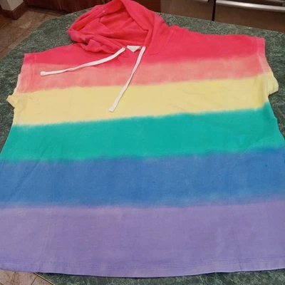 Sudadera con Capucha Livi Active Lane Bryant Talla Grande 2x 18/20 Rayas Arco Iris Usada en Excelente Condición Foto 1 de 4