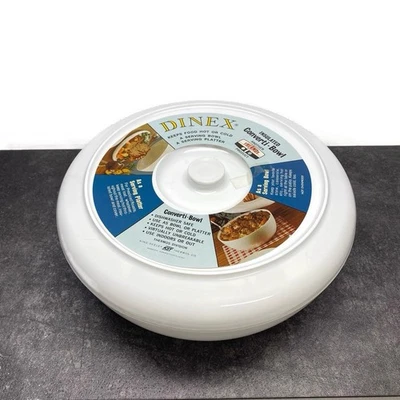 NUEVO Termo DINEX Blanco Aislado Converti-Bowl Servir Tazón Plato y Cubierta Nuevo de Lote Antiguo Foto 1 de 4