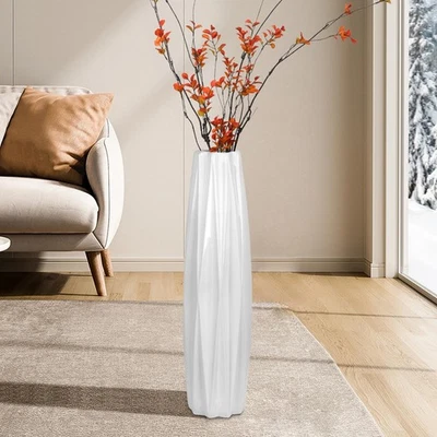 Jarrón de cerámica de piso blanco 24 pulgadas de alto soporte para flores jarrones grandes decorativos... Foto 1 de 4
