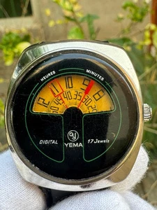 Vintage Yema Digital Jump Hour Handaufzug Swiss Made Herrenuhr 36801 - Bild 1 von 7