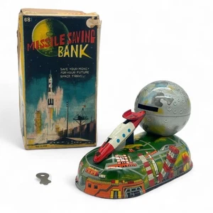Tin Toy Friction Missile Saving Bank W/BOX F/S FEDEX - Picture 1 of 8