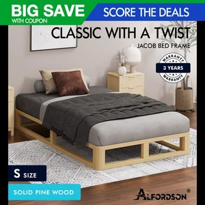 ALFORDSON Bed Frame Wooden Timber Single Size Mattress Base Platform Oak JACOB - Picture 1 of 11