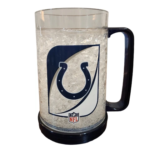 NFL Indianapolis Colts Crystal Freezer Mug Frosted Cup Blue White Football Logo Cover