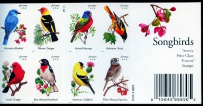 UNITED STATES 2014 SONG BIRDS IMPERFORATE BOOKLET(20) MINT NH - Image 1 of 2