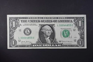 2017 A $1 FRN 3 consecutive double #'s 33-44-55 - Picture 1 of 2