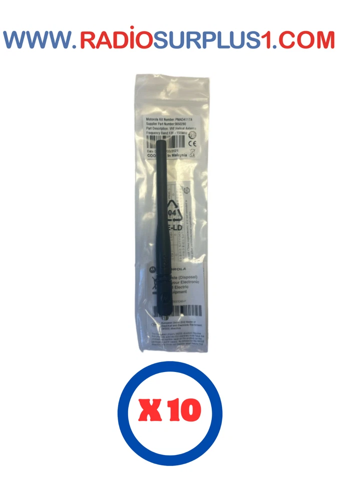 10 x Motorola PMAD4117B VHF Antenna XPR7000 Series 136-155Mhz Helical