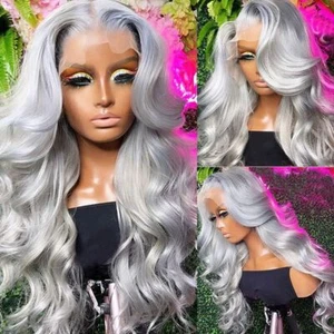 Grey Color Heat Resistant Hair Synthetic Lace Front Wigs for Women - Picture 1 of 11
