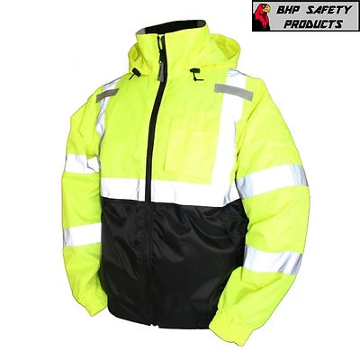 Hi-Vis Insulated Safety Bomber Reflective Jacket ROAD WORK HIGH VISIBILITY  - Image 1 of 4