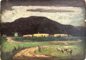 Pintura al óleo de Eugene Higgins: Dos caballos en un campo - Imagen 1 de 2