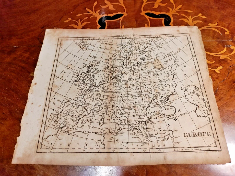 c1795 Europe Continent France Germany Russia Turkey Walker's Antique Map Print - Image 1 of 1