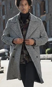 $1200 Michael Kors X-Large Houndstooth Topcoat Jacket Long Car Trench Tweed VTG - Picture 1 of 12