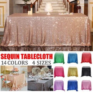 Rectangle Glitter Sequin Tablecloth Table Cover Wedding Party Dining Table Cloth - Picture 1 of 68