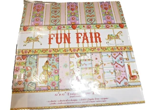 12" x 12" PAPER PAD FUN FAIR 24 SHEETS WITH GLITTER EFFECTS 12 DESIGNS - Picture 1 of 2
