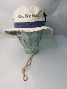 Hilton Head Island Youth Bucket Hat Strings Fringe around Brim Royal Resortwear - Picture 1 of 8