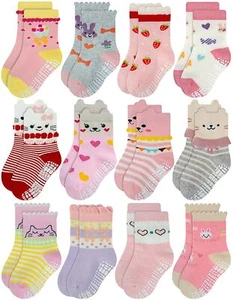Non Skid Anti Slip Cotton Dress Crew Socks With Grips For Baby Infant Toddler... - Picture 1 of 6