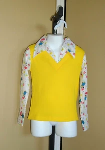 Girl's VTG 1970s Yellow Fooler Turtles w/ Umbrellas Rain Showers Flower Sz 6 NOS - Picture 1 of 12