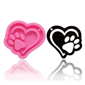 Heart Paw Epoxy Resin Mold Keychain Pendant Silicone Mould Jewelry Crafts Tool - Picture 1 of 5