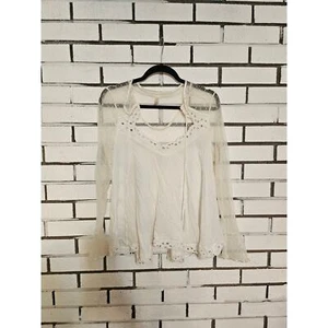 Free People White Lace Blouse Size Medium - Picture 1 of 4