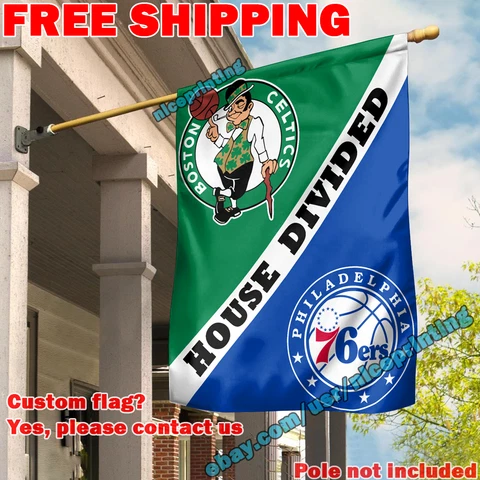 Boston Celtics vs. Philadelphia 76ers House Divided Flag Banner 28x40" NBA NEW Cover