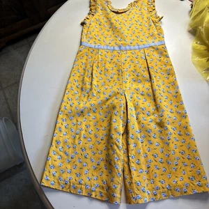 Girls Janie and Jack Orange Floral Sleeveless Romper Pants Wide Legs Size 4 - Picture 1 of 8