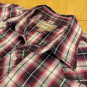 Cowboy Legend Pearl Snap Shirt Mens 2XL Short Sleeve DAMAGE On Collar - Picture 1 of 18