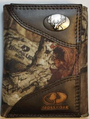 ZEP PRO Buck Deer MOSSY OAK Camo Trifold Wallet TIN BOX - Image 1 of 4