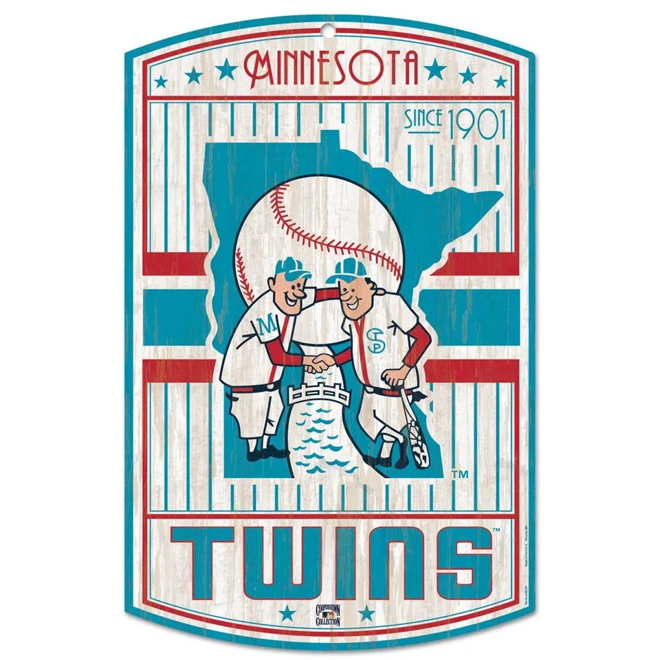 MINNESOTA TWINS 11" X 17"CLASSIC RETRO LOOK HARD WOOD SIGN FROM WINCRAFT - Image 1 of 1