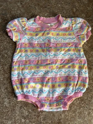 Vintage Gymboree Newborn Striped Pastel Floral Pattern Romper - Image 1 of 4