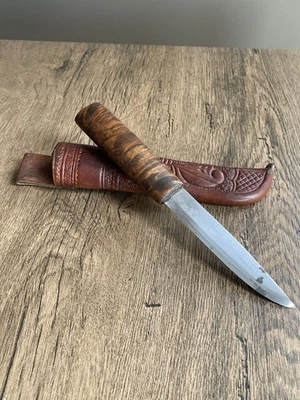 Подлинный скандинавский нож (Puukko) с ручкой Kapo и кожаными ножнами - Изображение 1 из 4