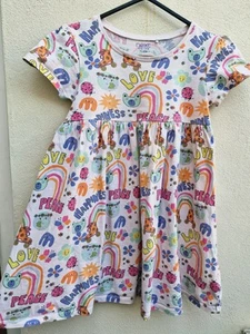 Next Girls Multicoloured Summer Dress Age 6-7 Years Peace Happiness Love Design - Picture 1 of 12