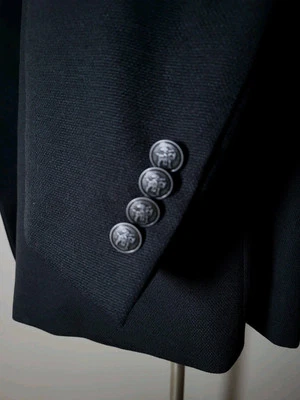 Blazer 54L Hart Schaffner Marx Negro Hopsack Plateado Metal Botones Abrigo Chaqueta Foto 1 de 4