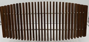 MCM Danish Teak Wood Slotted Trivet Fish Bone Curved Rectangle Vintage 19x9in Rare - Bild 1 von 14